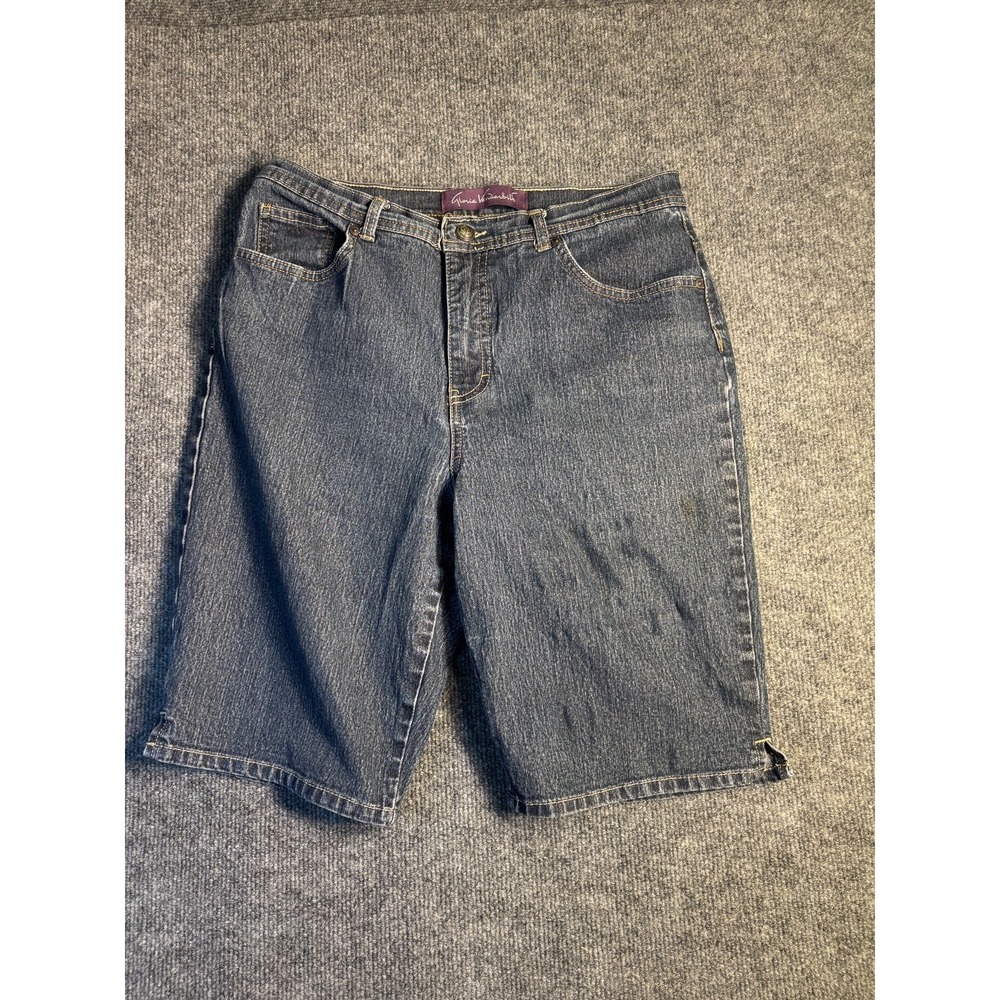 Gloria Vanderbilt Jean Shorts Women's 12 Blue Denim Comfort Side Slit 5-Pockets
